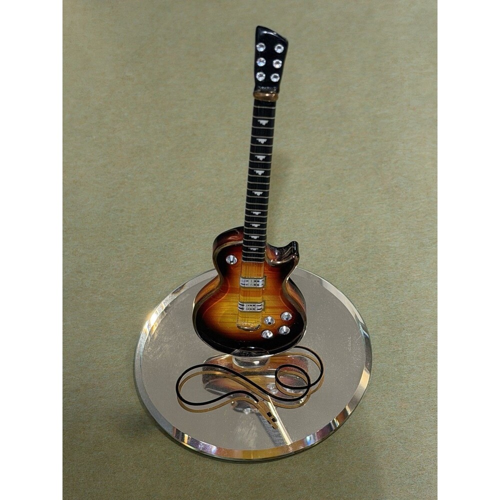 glass baron tobacco burst guitar figurine 22kt gold crystal accents